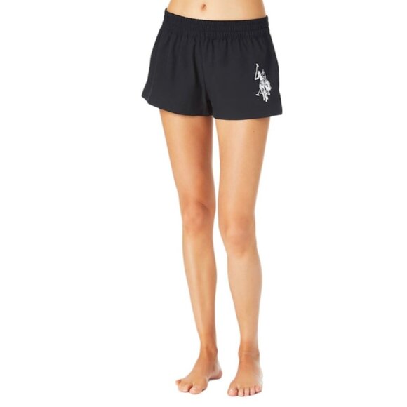 U.S. POLO ASSN. Women's Short Stretch Cover Up Swimwear Black Size M - Picture 1 of 10